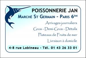 Recto carte de visite de la poissonnerie Jan